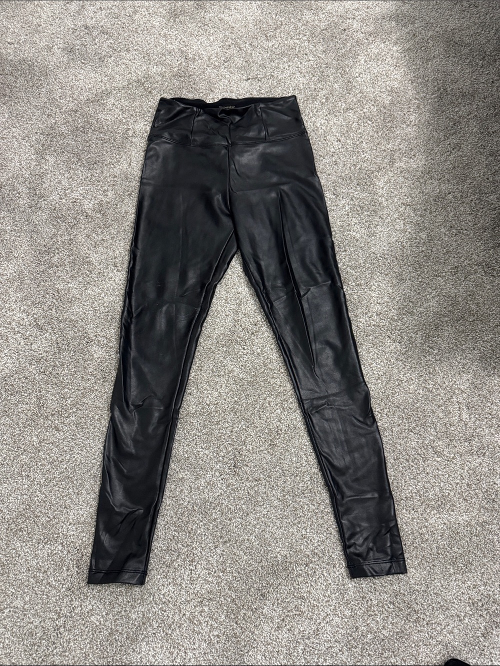 Faux Leather Black Women's High-Waist Leggings